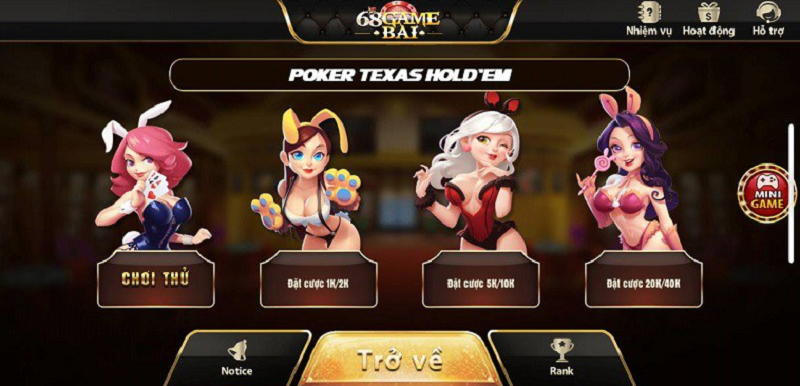 Poker Texas Hold'em game cá cược hàng đầu tại 68 game bài